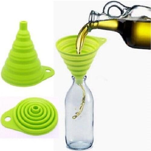 Mini Silicone Gel Foldable Collapsible Home Funnel Hopper Kitchen Cooking Tool Colander Strainers