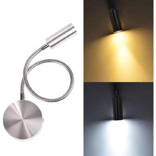 3W LED Wall Lamp Flexible Home Hotel Bedside Reading Wall Light Book Lights Aluminum LED Sconces