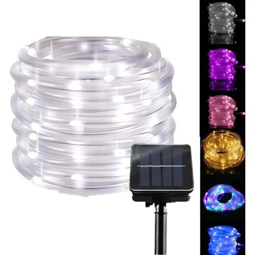 LED String Light Solar Rope Tube Fairy Lights Waterproof Outdoor Garden Lighting For Christmas Party Decor