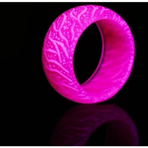Uloveido Luminous Resin Ring Blue Pink Glow Inlay Green Background Fluorescent Glowing Rings Fashion Jewelry Gifts Y955