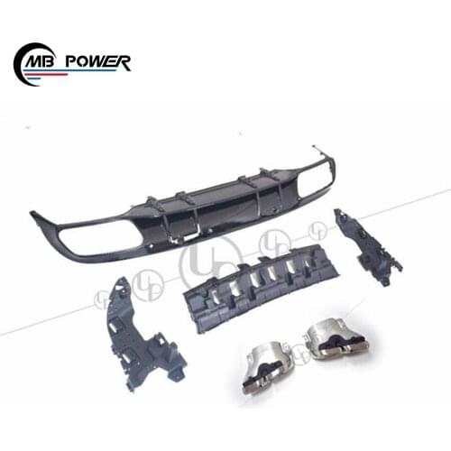 High quality C class w205 coupe to C63 style rear diffuser parts with exhaust tips rear lip 19~ w205 C260 C400 rear bumper lip