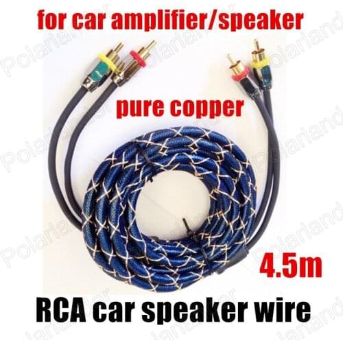 High Quality pearl blue 4.5m RCA to RCA Car Audio stereo Cable For car amplifier speaker speaker wire pure copper