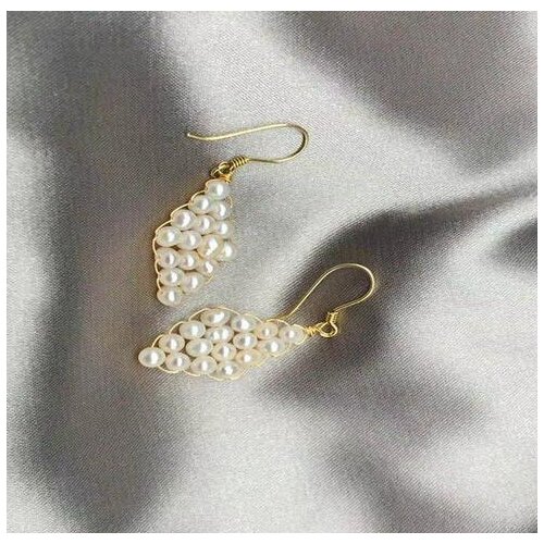 Jewelry 100% Natural freshwater Pearl long Earring for women with 925 sterling Silver drop Hand woven tassels14k Note gold pair