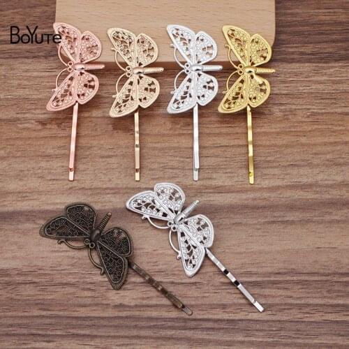 BoYuTe (50 Pieces/Lot) 38*20MM Filigree Butterfly Hairpin DIY Handmade Materials Hair Accessories