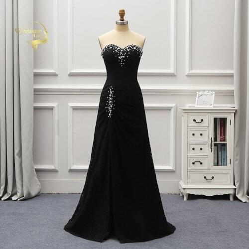 Vestidos De Fiesta De Noche Black Lace Evening Dresses Vestido De Noiva 2020 Crystal Robe De Soiree Women Formal Dresses EV015