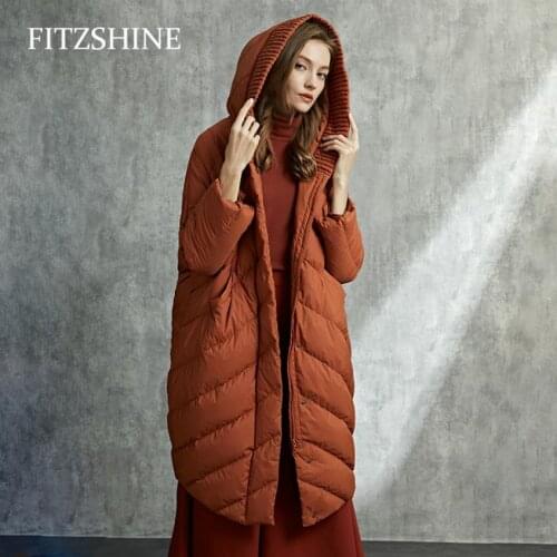 Winter Bat sleeved oversized Long White Goose Down Coats Female Hooded Design Fluffy Warm Coats Windproof Parkas F2610