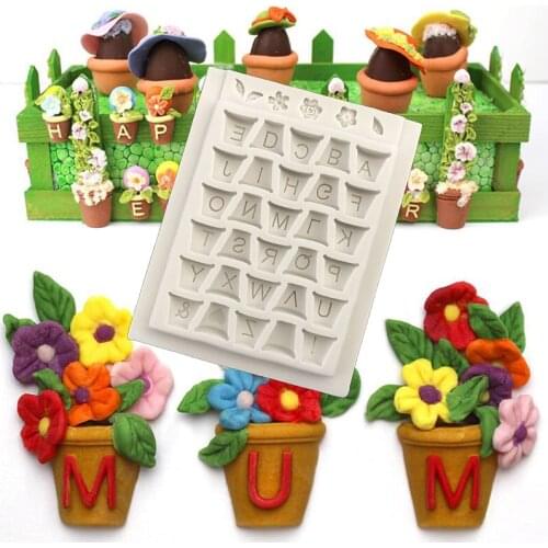 1PC Flower Alphabet Fondant Silicone Mold Cake Decorating Tools Sugar Craft Baking Tools Chocolate Mold L086