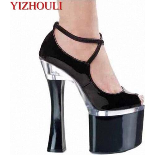 18 cm solid color high heels for women, stage chunky heels, model pole dancing, dancing shoes