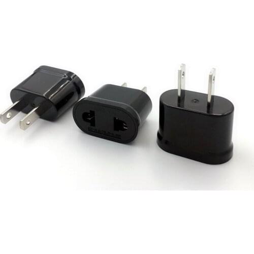 2 PCS Black/White EU to US American Plug Adapter EUROPEAN to AMERICAN USA Travel Adapter Power Converter Wall Plug