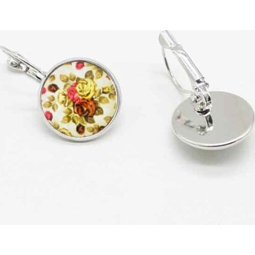 2019 new rose earrings beautiful retro rose glass earrings ear hooks ladies jewelry