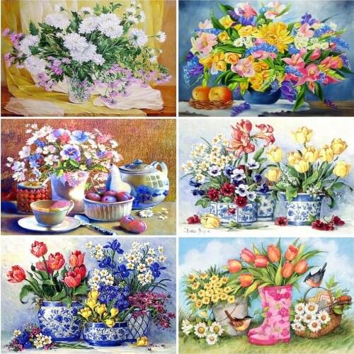EverShine 5D Diamond Embroidery Flower Diamond Painting Full Square Plant Picture Of Rhinestones DIY Cross Stitch Home Decor