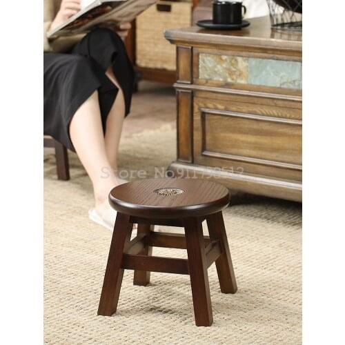 American retro household stool fashion coffee table stool childrens solid wood short stool small bench shoe stool