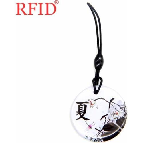 UID S50 1K Summer Pattern 13.56Mhz Keyfob Changeable Rewritable IC Card NFC RFID Keychain Access Control Card Badge Tags 1pcs