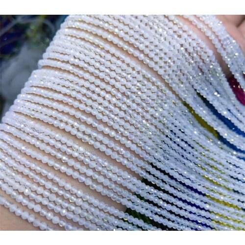 Loose beads white spinel round faceted 2mm 14" for DIY jewelry making FPPJ wholesale beads nature gem stone