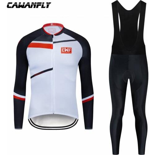 CAWANFLY Pro Team Cycling Jersey Long Sleeve Bike MTB Jersey Bib Pants Suit Quick Dry Breathable Racing Bicycle Clothing