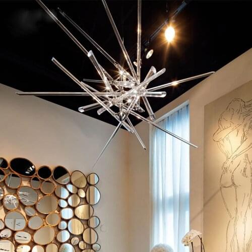 Designer creative villa duplex staircase porch chandelier post-modern living room dining room acrylic cone lamp