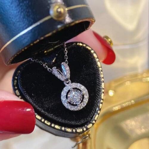 Classic Round Diamond Necklace Fashion Zircon Pendant Necklace Attend Party Jewelry Womens 925 Silver Pendant Choker Necklace