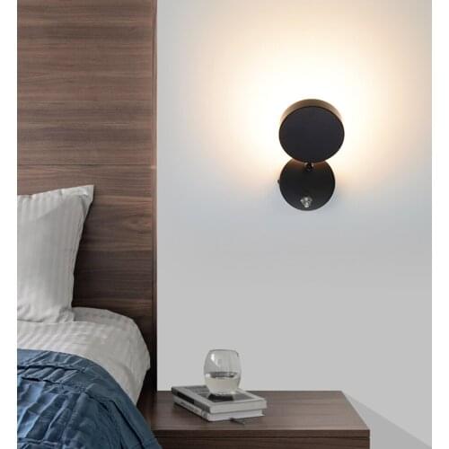 Indoor Wall lamp bedside bedroom aisle White Black With Switch Wall Light Living Room Hotel Modern Reading Touch Dimming Sconce