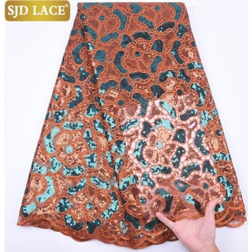 SJD LACE Green French Tulle Lace Fabric High Quality African Lace Fabric Heavy Sequins Nigerian Mesh Laces For Wedding Sew A1999