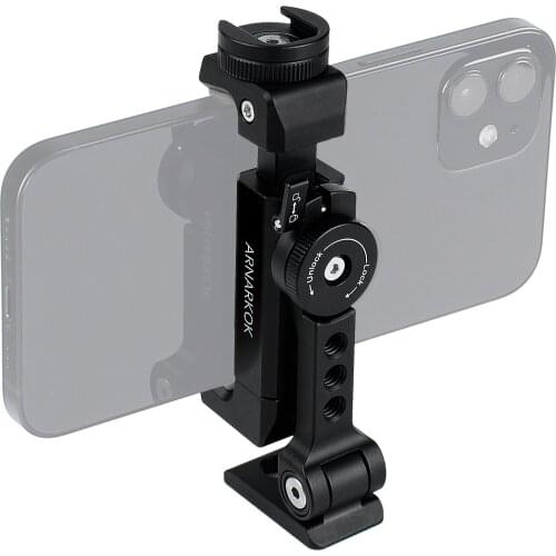 2 IN 1 Metal Phone Tripod Mount +Rotatable Cold Shoe,Compatible with most Smartphone Holder Adapter,Desktop Tripod