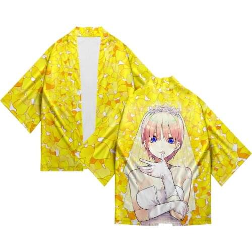 Fashion 3D The Quintessential Quintuplets Yellow Kimono Loose Japanese Cardigan Women Girls Harajuku Comic Sun protection shirt