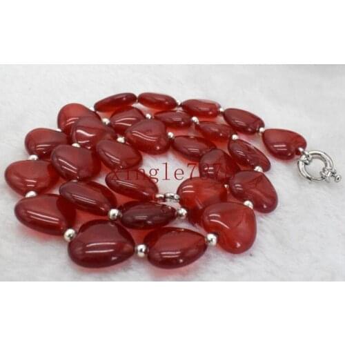 Fashion jewelry New 14x14mm Natural Red Ruby Heart Gemstone Beads Necklace 18