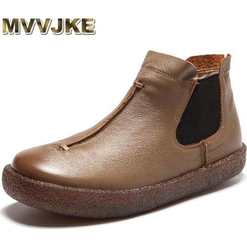 MVVJKE 2018 New Booties Women Genuine Leather Ankle Boots Metal Chains Natural Suede Low Heels Boots Fashion Spring Ladies