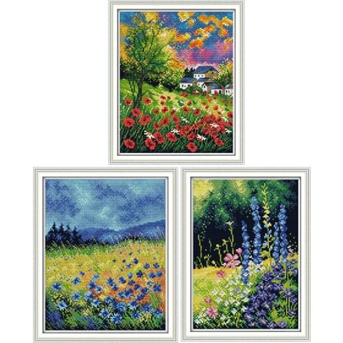 Flowers in the mountain printed pattern cross stitch kits 11CT14CT counted crafts DMC handmade sewing needlework embroidery sets