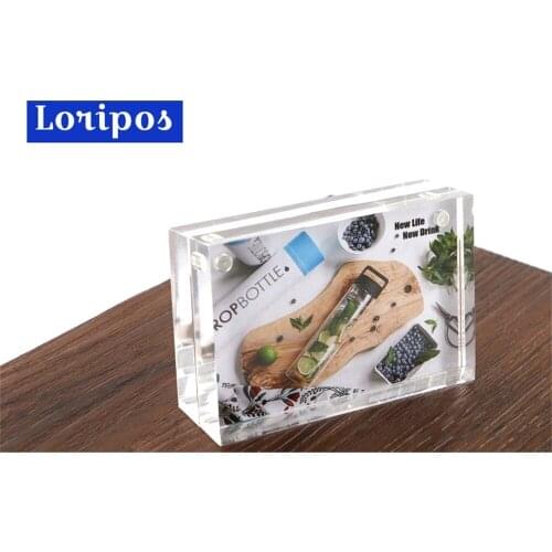 Slant magnetic acrylic frame block price label tag clip frame paper card tag table desktop display rack stand oblique angle