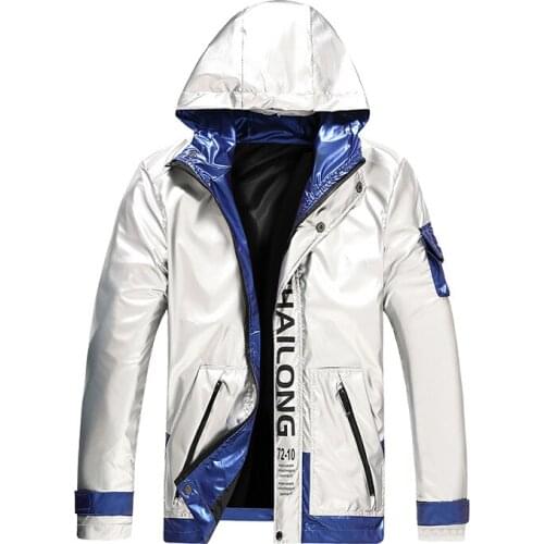 YAPU 2021 New Metallic Shiny Warm Thick Waterproof Parkas Jacket Autumn Outwear Outfits Windproof handsome shiny coat hooded