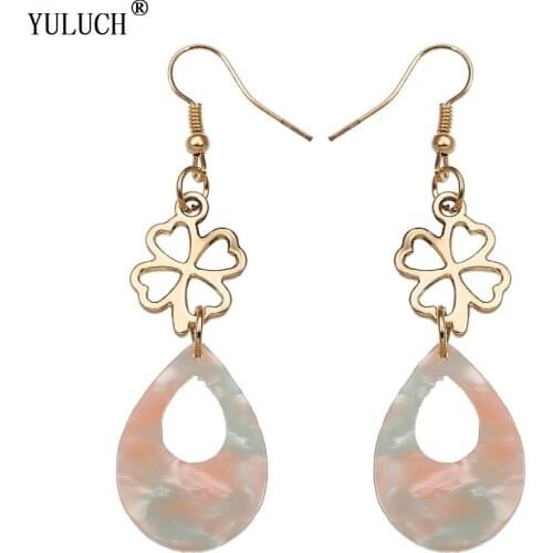 YULUCH New Design Acrylic Earrings For Trendy Fashion Jewelry For Woman Girls Party Prom Hook Earrings Metal Flower Earrings