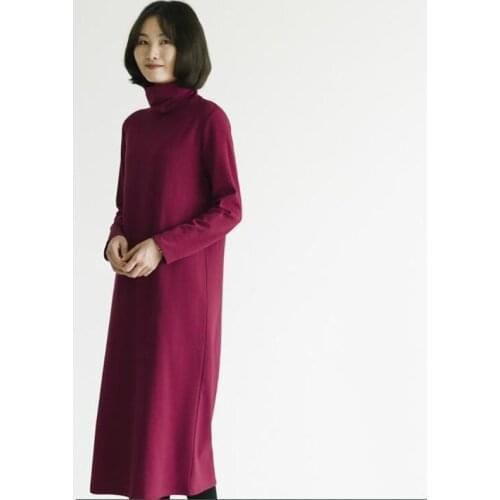 Autumn / winter 2020 womens thicken warm turtleneck long dress full sleeve casual velvet dress plus size M-5XL 6XL7XL