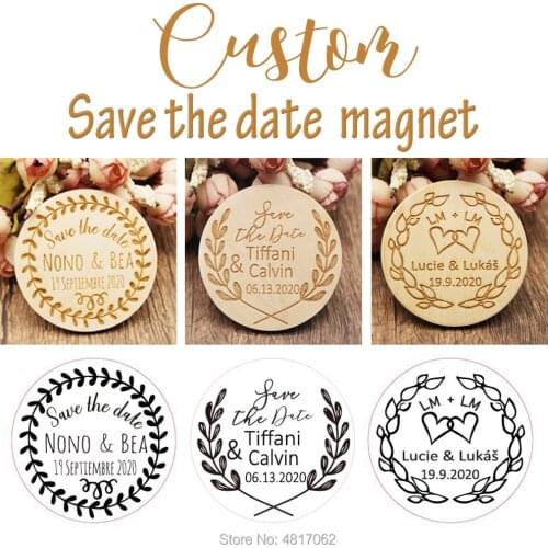 Personalized Wedding Save The Date Magnets. 100 Style Desgin Wooden Magnets. Rustic Wedding Decor