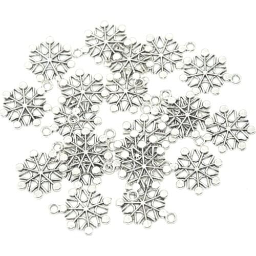 MENGJIALE Hot sell 30pcs/lot metal antique silver charms Snowflake charms pendant for necklace jewelry findings 19.5*17mm