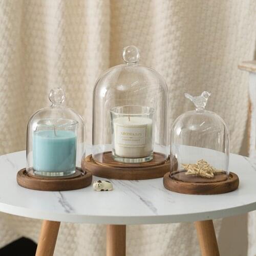 2sets/pack 9*11cm Small Size Antique Base Different Top Glass Dome Vase Home Decoration Transparent Candle Cover Wedding Gift