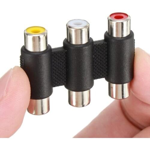 Triple 3RCA Coupler High Quality Jack Connector Coupler Adapter AV Audio Video Female Extension Adaptor For Multimedia