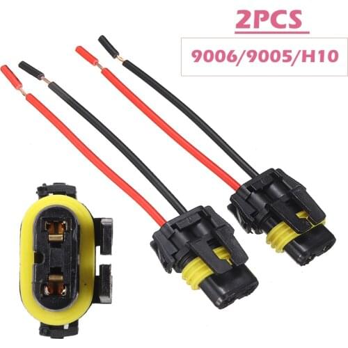 Mayitr 2pcs Headlight Socket Adapter Wire Harness Extension Plug Connector For Headlight Day-time Running Lamp Parts