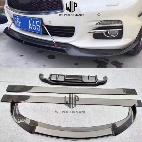 High quality carbon fiber car body kits front bumper rear bumper side skirts for infiniti Q50 Car Styling 2014-2016