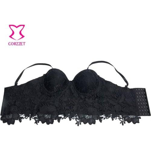 Lolita Ladies Exquisite Floral Lace Applique Bustier Push Up Bras For Women Burlesque Underwear Lingerie Brassiere Sexy Bra Top