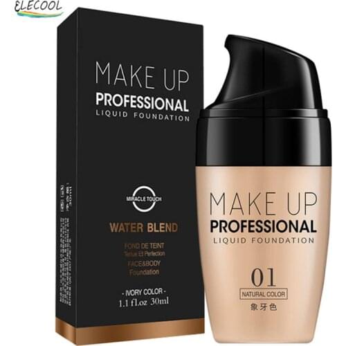 ELECOOL Base Face Liquid Foundation Cream Full Coverage Concealer Oil-control Professional Soft Face Makeup Beauty Cosmetics