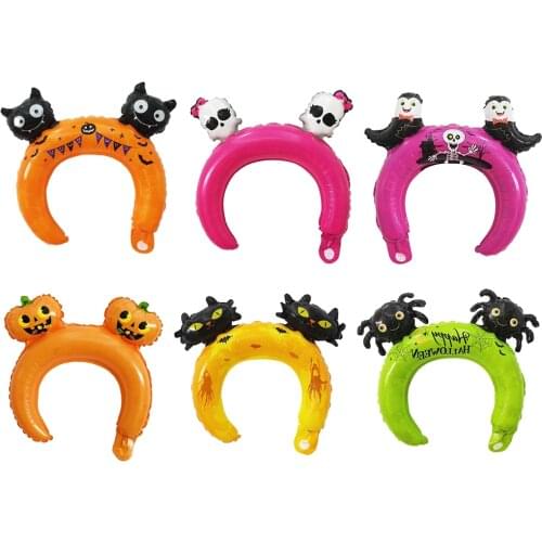 10pcs Halloween Decor Hairband Design Aluminum Foil Balloon For Kid Children