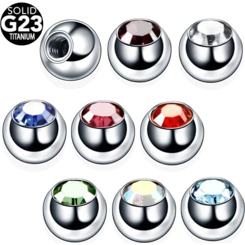 10pcs Titanium Crystal Replacement Ball 16G 14G Nose Lip Eyebrow Earrings Tongue Rings Belly Piercings Accessories Clear Balls