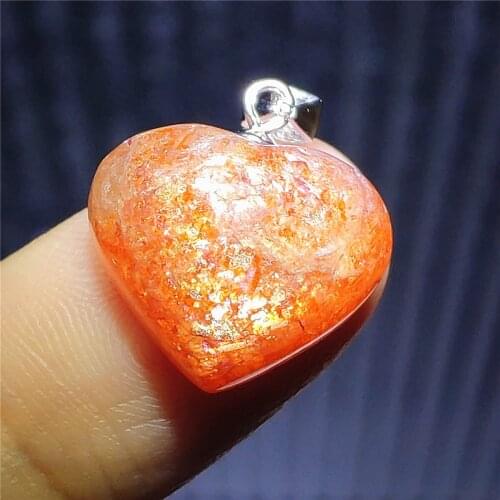 16x14mm Natural Gold Sunstone Strawberry Quartz Orange Pendant Heart Women Gemstone Water Drop Love Stone Jewelry AAAAA