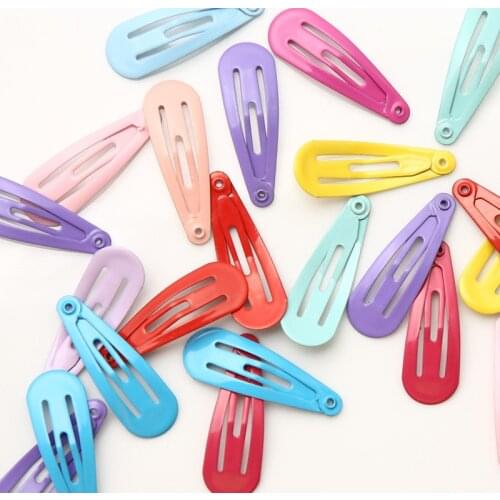 20pcs/lot 5cm Colorful Girls Snap Hair Clips Enamel Barrettes For Diy Jewelry Kids Cute Hair Accessories Women Hairpins Findings