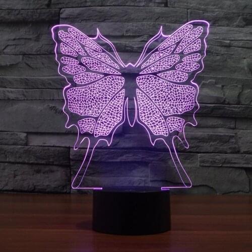 2017 foreign trade new butterfly seven color 3D lamp LED touch charge illusion lamp creative Christmas gift