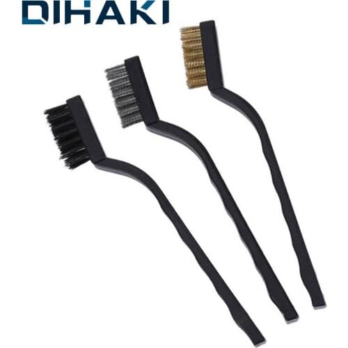 3 Pcs Mini Rust Removal Brush Set Metal Cleaning Polishing Brush Stainless Steel/Brass/Nylon Brush Head Cleaning Tools For Rust