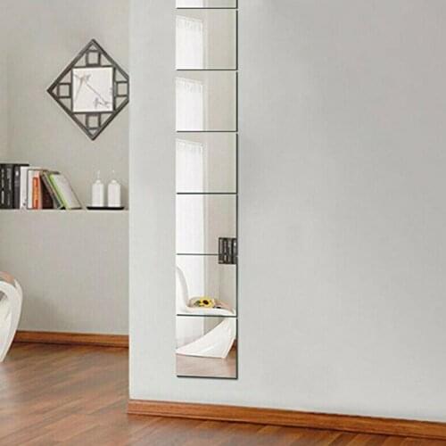 4Pcs Acrylic Square Wall Stickers Glass Tile Mirror Stickers Decal For Wardrobe Living Room Bathroom Wall Decals Home Decoration