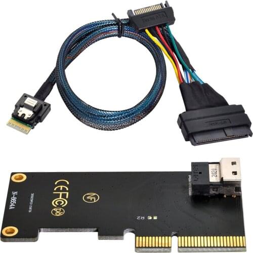 PCI-E 3.0 4.0 to SFF-8654 Slimline SAS Card Adapter and U.2 U2 SFF-8639 NVME PCIe SSD Cable for Mainboard SSD