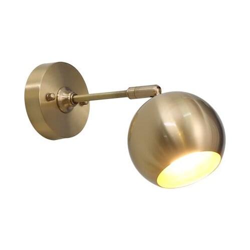 American Retro Adjust Wall Sconces Copper Vintage LED Wall Light Fixtures Bedroom Bedside Wall Lamp Antique Indoor Lighting