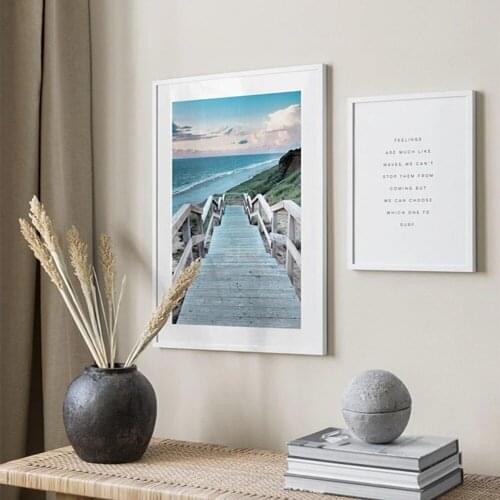 No Frame Nordic Letter Art Canvas Painting Seascape Posters And Prints Wall Pictures For Living Room Decor